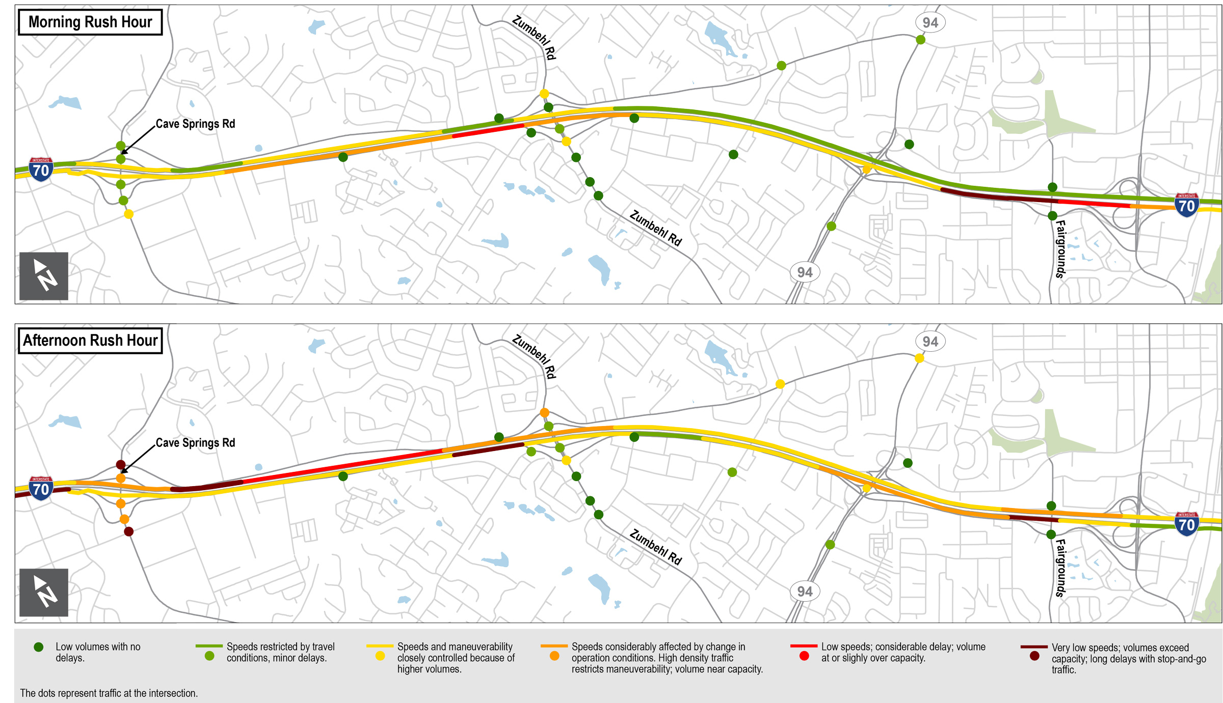 Map showing traffic congestion hotspots